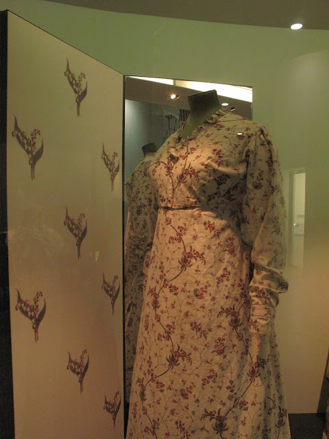 A middle Regency printed day dress.