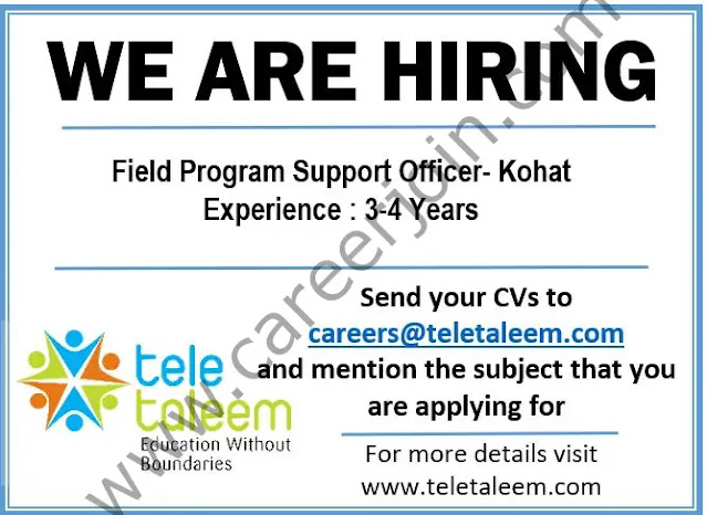 Teletaleem Pvt Ltd Latest Jobs in Kohat Field Program Support Officer 2023