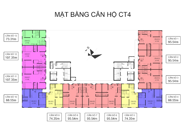 Mặt bằng tòa CT04 chung cư Booyoung Vina