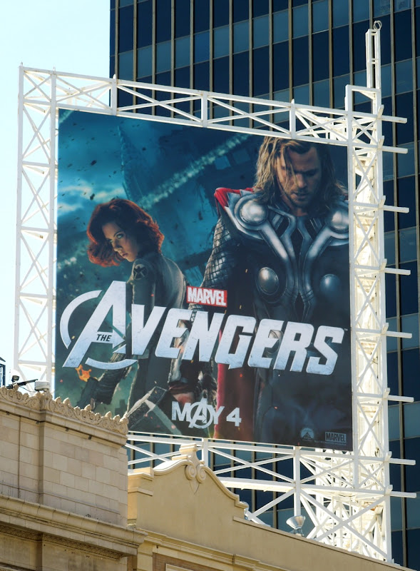 Avengers Black Widow and Thor billboard