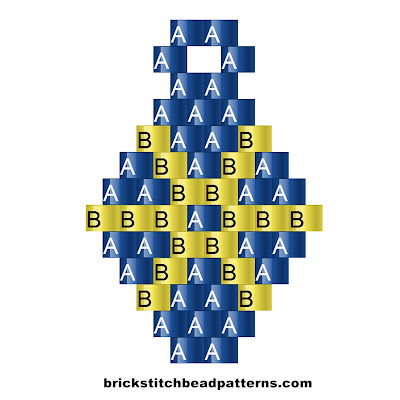 Free beginner brick stitch seed bead earring pattern labeled color chart.