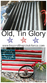 use old corrugated tin to make a flag