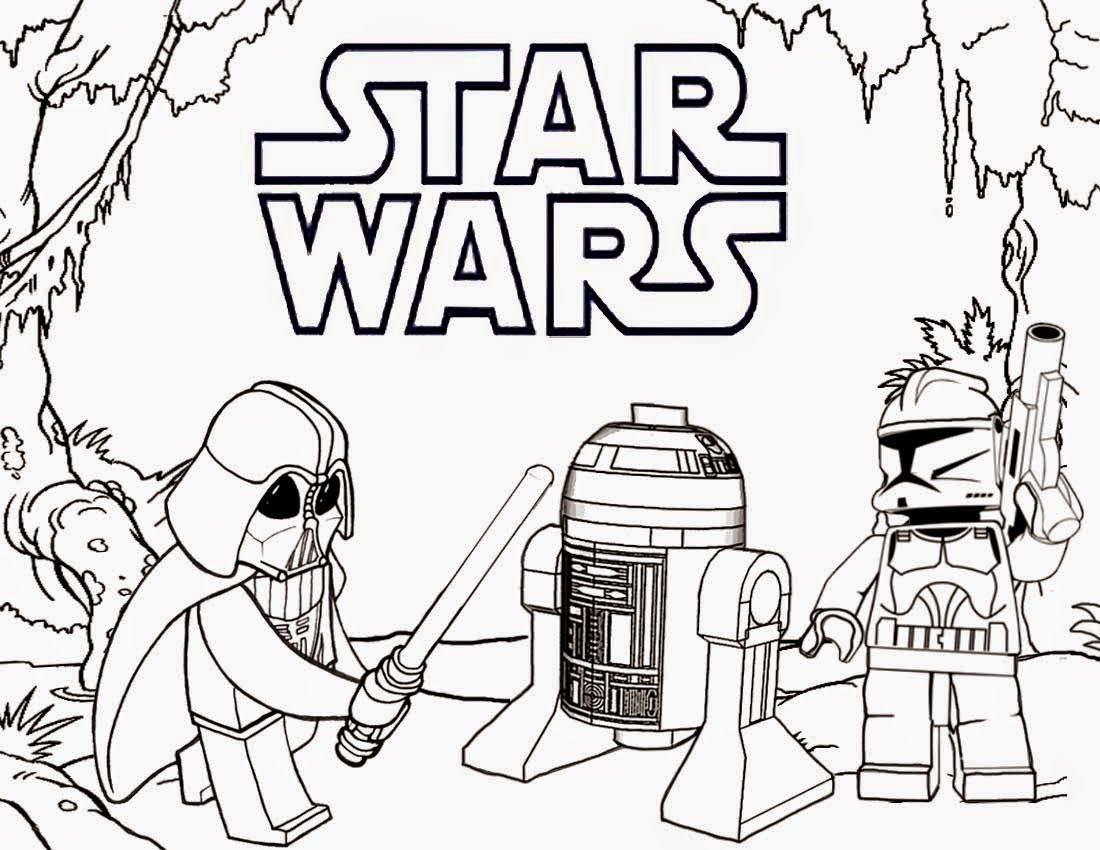 Clipart printable Minifigure people Darth Vader R2 D2 star wars Lego coloring book pages for teens