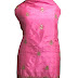 Bright Pink Pure Silk Unstich Suit With Hand Embroidery