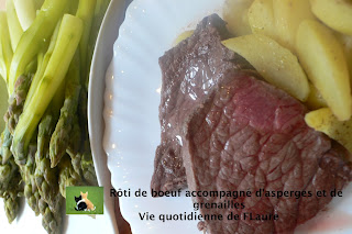 Vie quotidienne de FLaure: Rôti de bœuf accompagné d'asperges et de grenailles