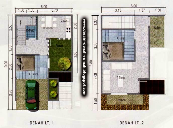 Desain Minimalis  Rumah  Dua  Lantai  Tipe 72 Desain Denah  