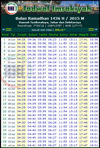 jadwal imsakiyah ramadan 2015 tasikmalaya