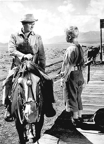 Alan Ladd and young Brandon De Wilde in George Stevens' unusual and enduring