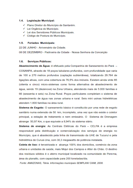 INVENTÁRIO DA OFERTA E INFRA ESTRUTURA TURÍSTICA DE SANTARÉM – PARÁ – AMAZÔNIA – BRASIL - 2010 / ANO BASE 2010