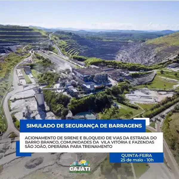 Treinamento de segurança de barragens será realizado nesta quinta-feira 10-4, pela Mosaic em Cajati