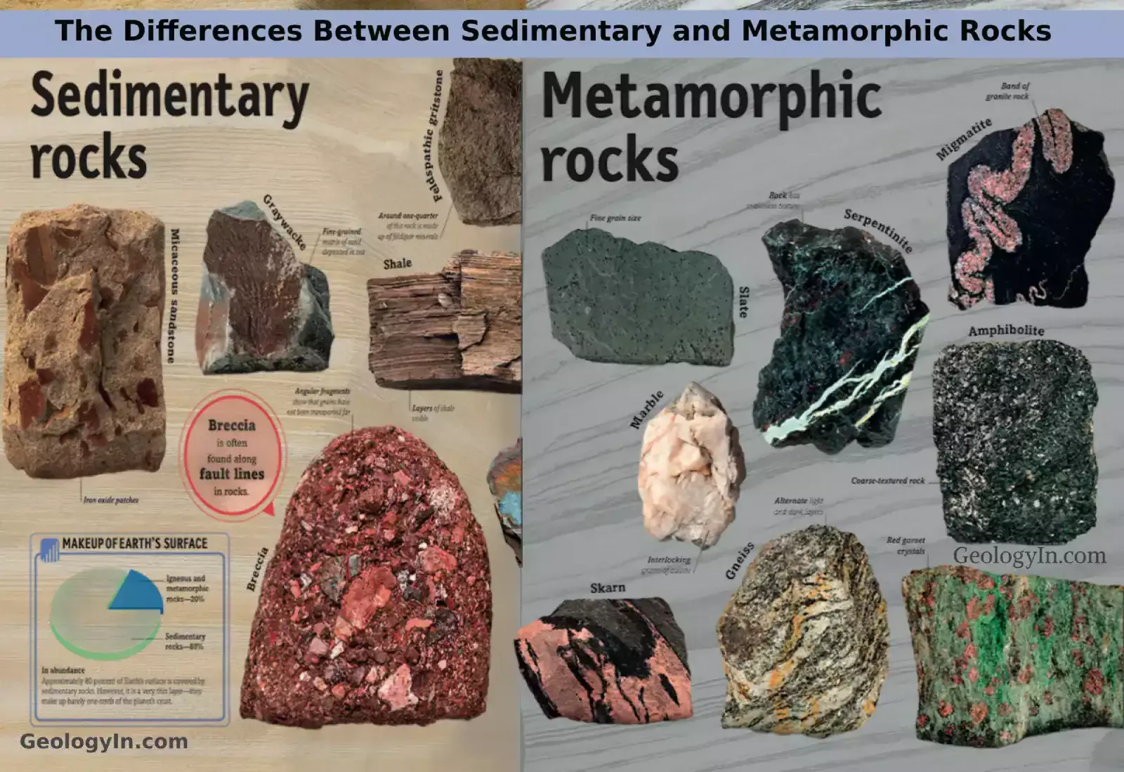 The Differences Between Sedimentary and Metamorphic Rocks