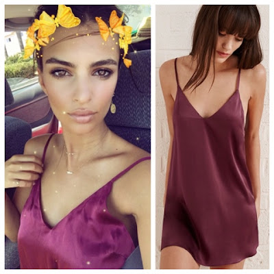 Emily Ratajkowski on Twitter in Merlot Reformation Adriana Slip Dress