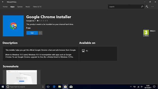 Google Chrome On Microsoft Store