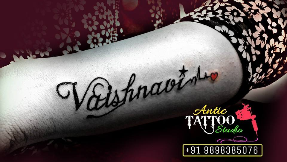 Vaishnavi name tattoo . . . . #tattoo #reels #viral #tattooartist #love # tattoos #ichalkaranji_manchester_city #ichalkaranji #nametattoo ... |  Instagram