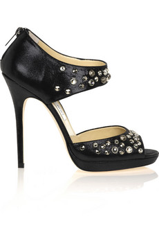 Women's Dress Shoes-Jimmy Choo’s black wet-look suede studded sandals