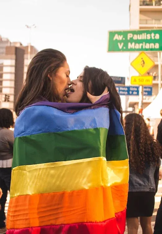 Two Women Kissing, Lesbian, Queer, Rainbow flag