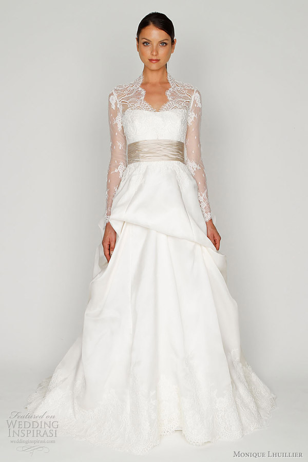Monique Lhuillier Lace Overlay Wedding Gown Ideas
