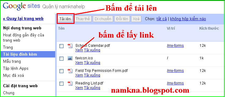 Cach dung Google Site de chua file CSS - http://namkna.blogspot.com/
