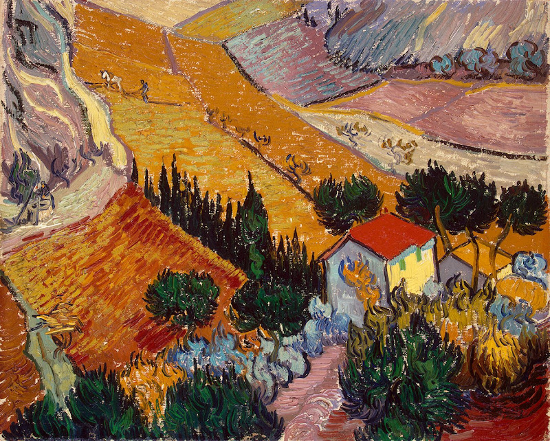 Landscape with House and Ploughman by Vincent van Gogh - Landscape Paintings from Hermitage Museum