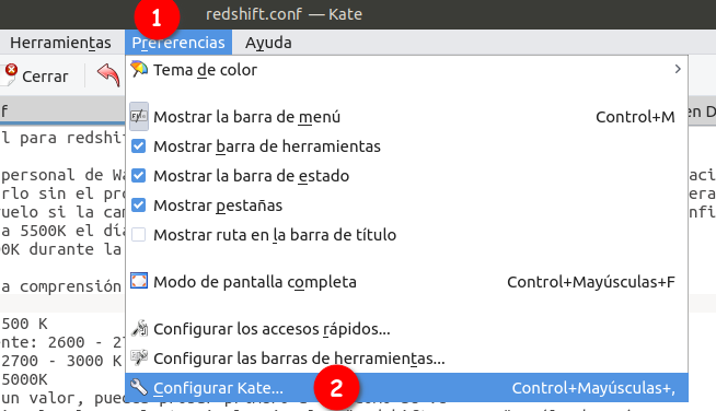 Cómo cambiar el color de las letras de texto de Kate 