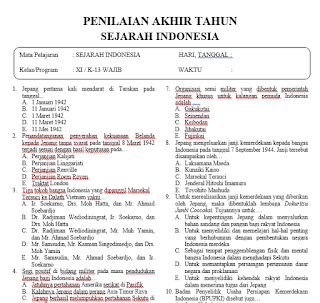 Soal PAT Sejarah Indonesia Kelas 11 dan Jawabannya