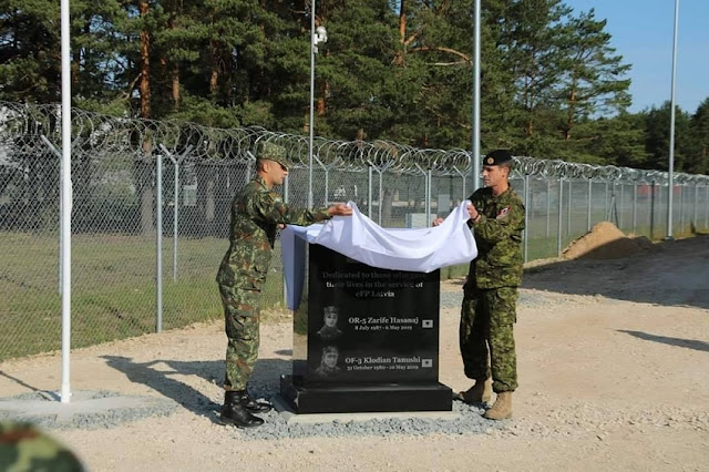 Memorial dedicated to Klodian Tanushi and Zarife Hasanaj fallen in Latvia during NATO training