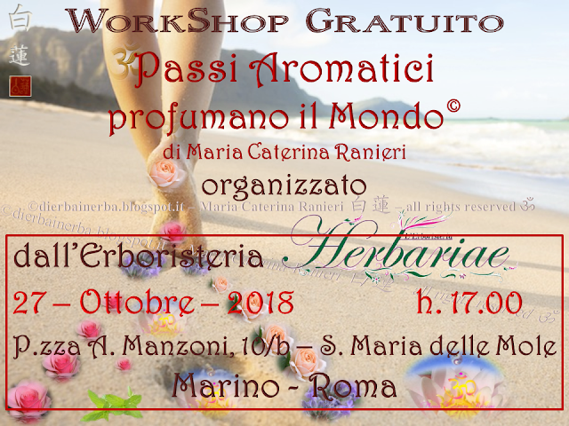 Docente del Corso di Erboristeria “Di Erba in Erba©” Cromoterapeuta - CromoEstetica FloriTerapeuta Mediterranea - esperta di Cosmesi naturale personalizzata, Consulente naturopata - vasta esperienza anche con bimbi e anziani -  Istruttore di “Tài jí quán - 太极拳” e di “Tai Chi Kung” dello Stile Yang, della International Family Tai Chi Chuan blogger http://dierbainerba.blogspot.it - © Maria Caterina Ranieri 白蓮 – all rights reserved ॐ