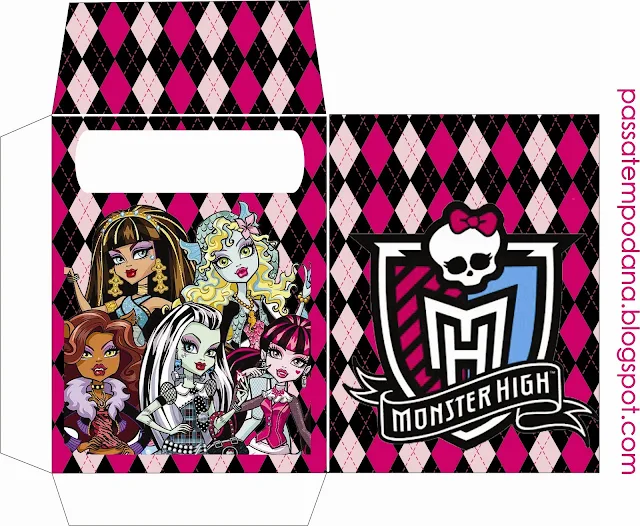 Monster High in Pink Free Printable Party Boxes.