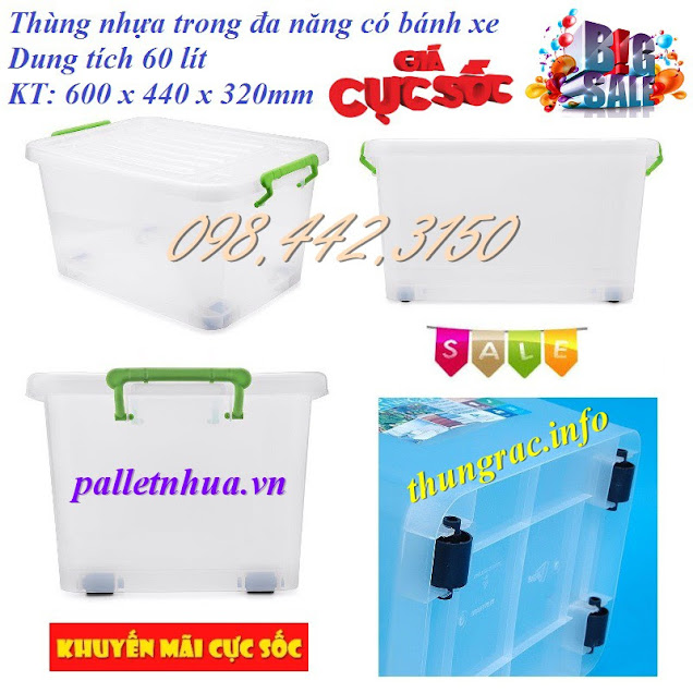 Thùng nhựa trong 60 lít