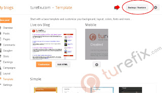 Backup restore button - How to backup Blogger Template