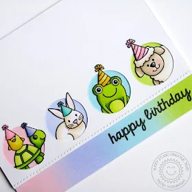 Sunny Studio Stamps: Spring Critter Rainbow Birthday Card by Mendi Yoshikawa (using Froggy Friends, Turtley Awesome & Easter Wishes)