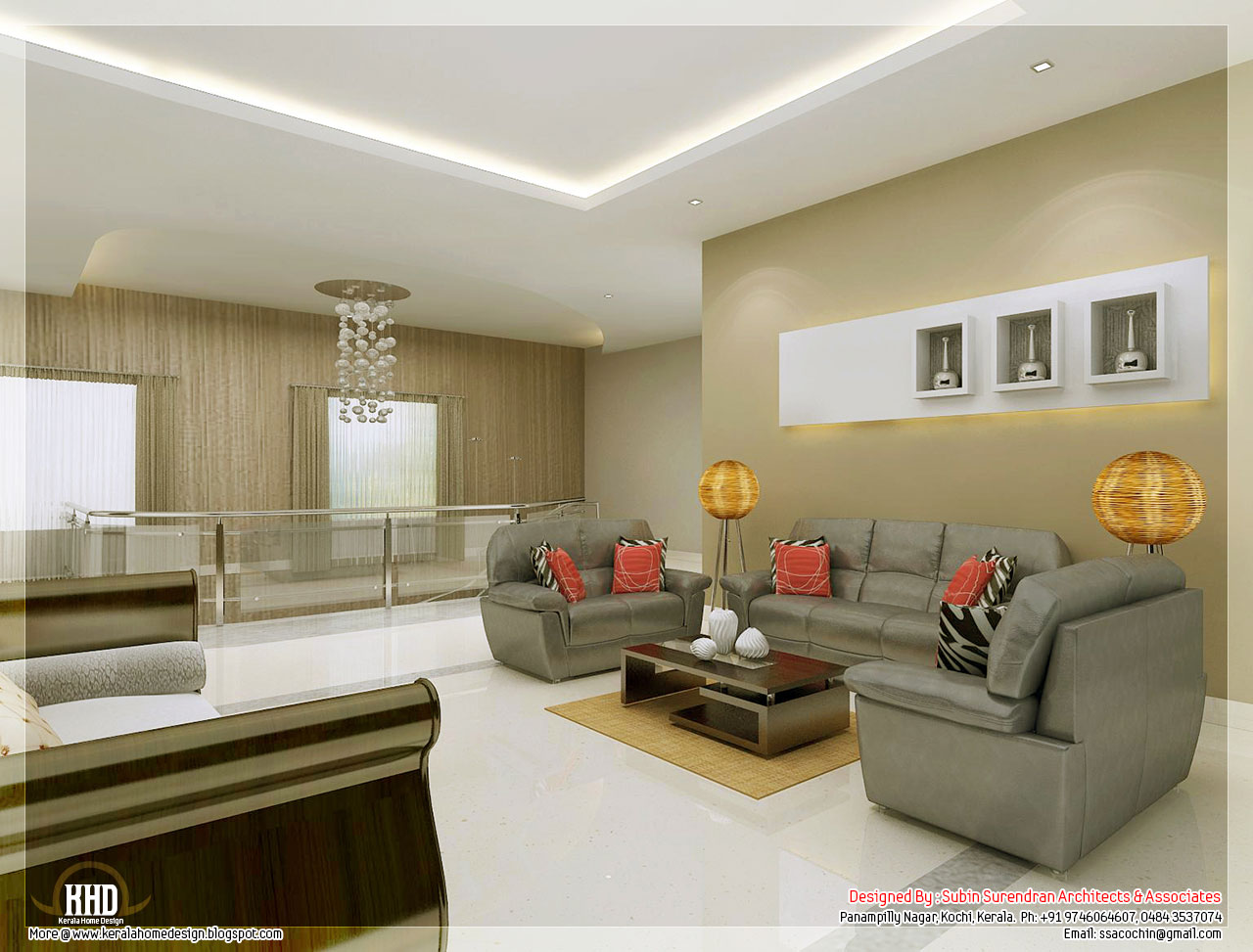 Awesome 3D interior renderings Kerala  House Design 