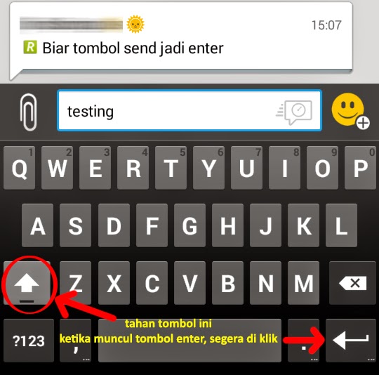 tombol send jadi enter, android bbm