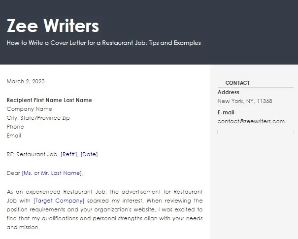 Write a Cover Letter