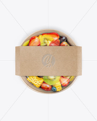 Paper Bowl with Fruit Salad Mockup