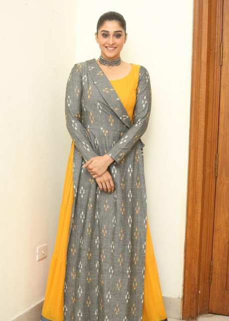 Regina Cassandra Looked Gorgeous in Mustard and Grey Anarkali