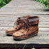 Brown leather Snohomish Beaded Moccasin boots 