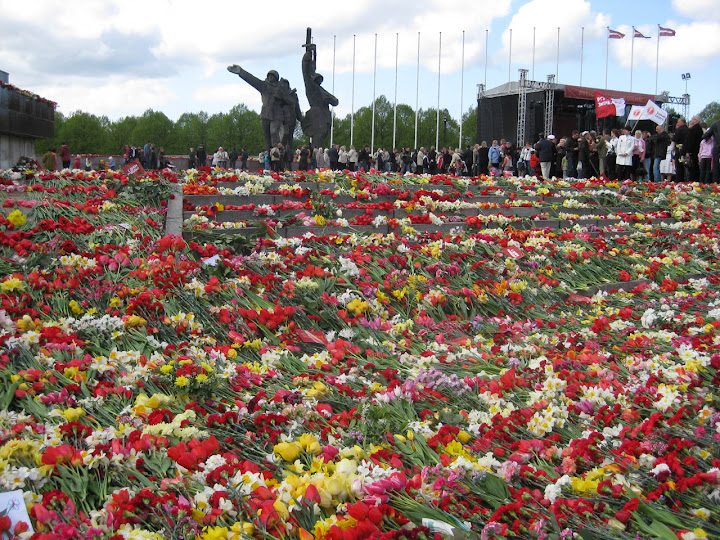 Flowers at victory monument in Riga