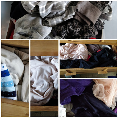 cluttered and jumbled drawers