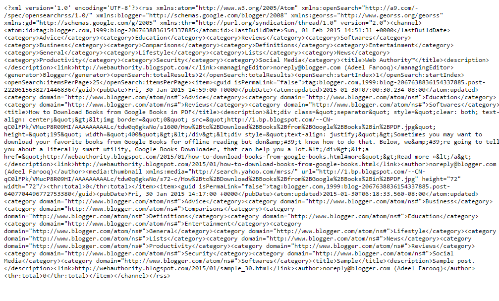 RSS Feed File of Web Authority™ - How RSS Looks