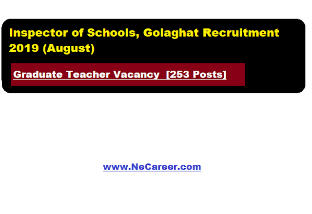 Inspector of Schools, Golaghat Recruitment 2019 (August) | Graduate Teacher Vacancy  [253 Posts]