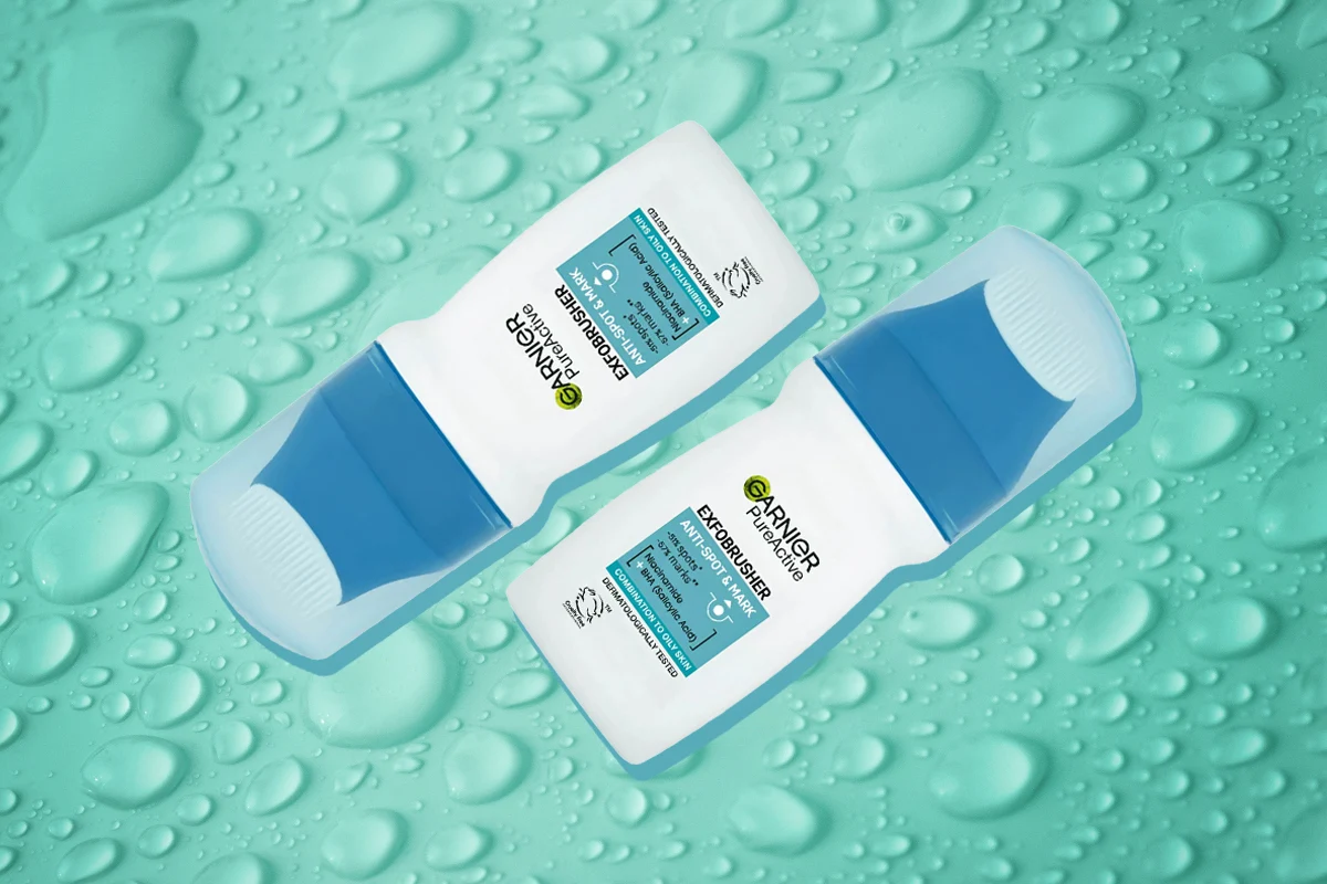 collage with two face cleansers by garnier