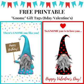 Free printable gnome gift tags birthday