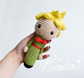 Krawka: Little prince and rose baby rattle crochet pattern by Krawka - perfect and original baby shower gift for a newborn