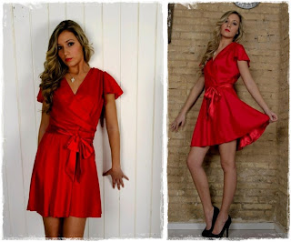 Vestido rojo con lazada Clés