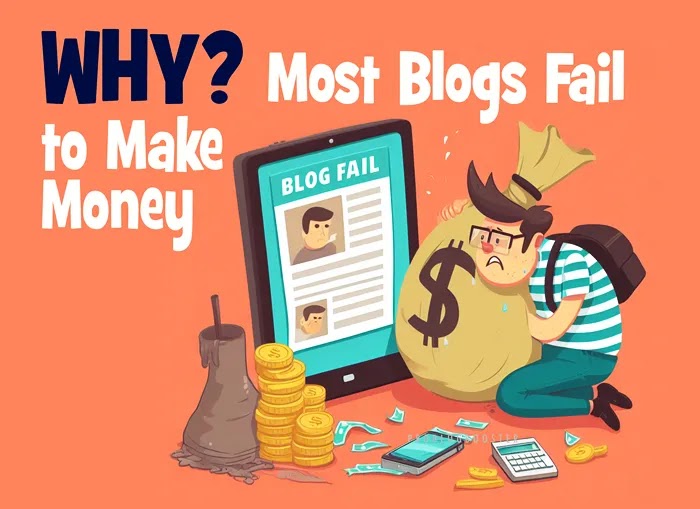 Check the key reasons behind the failure of most blogs to earn money. Learn about the common mistakes, from irregular content and weak SEO to poor monetization tactics, and gain insights on how to navigate these challenges for a profitable blogging experience.