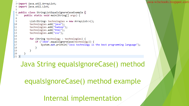 String equalsIgnoreCase​ method in java