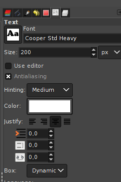 In the Text Tool Options dialog, choose the Font type, color, and size.