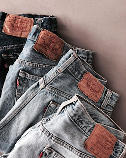 A stack of vintage levi's jeans