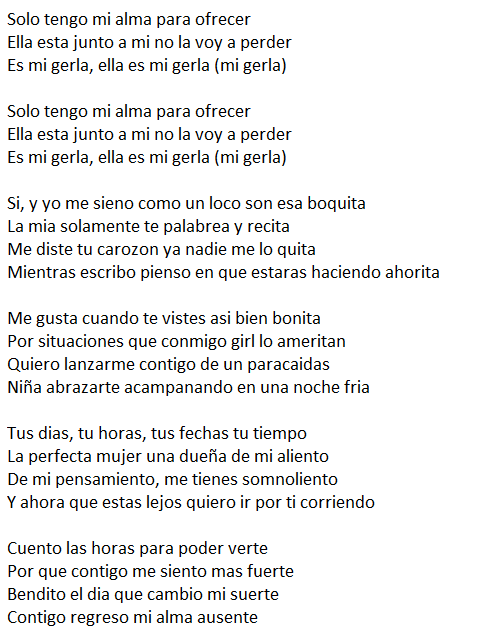 LETRA - Mi Gerla - Keenwan_